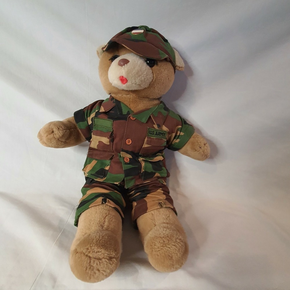 1989 US Army Gril‎ Teddy Bear 11" Forces of America Plush Vintage Stuff Animal